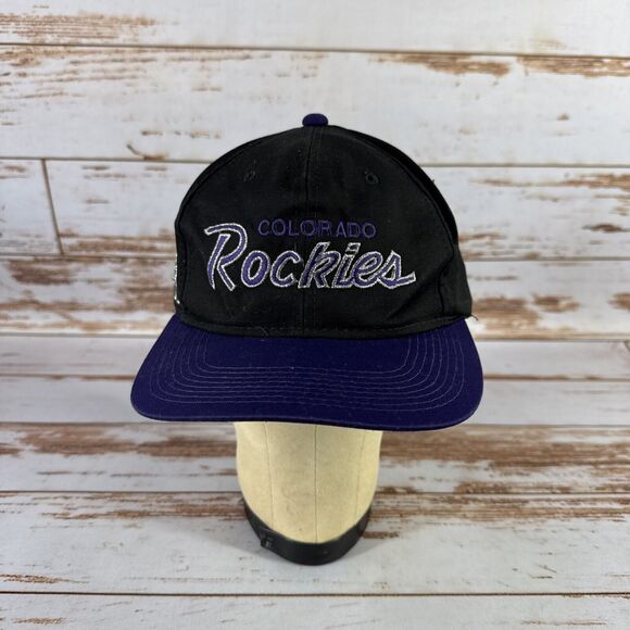 Vintage Sports Specialties Twill Colorado Rockies 90s Snapback Hat Cap Black